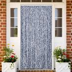vidaXL Vliegengordijn 118x220 cm chenille blauw en wit, Huis en Inrichting, Verzenden, Nieuw, Blauw