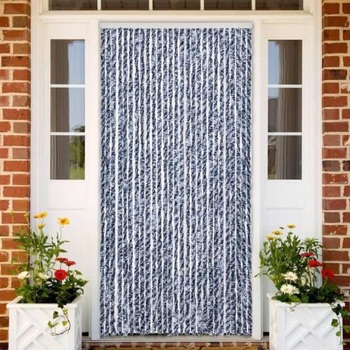 vidaXL Vliegengordijn 118x220 cm chenille blauw en wit, Huis en Inrichting, Stoffering | Gordijnen en Lamellen, Blauw, Nieuw, Verzenden