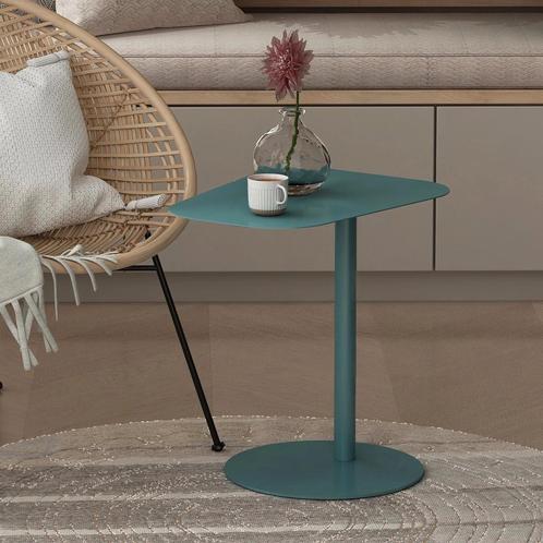 [en.casa] Bijzettafel Nastätten 50x50x38 cm blauw mat, Huis en Inrichting, Tafels | Bijzettafels, Verzenden