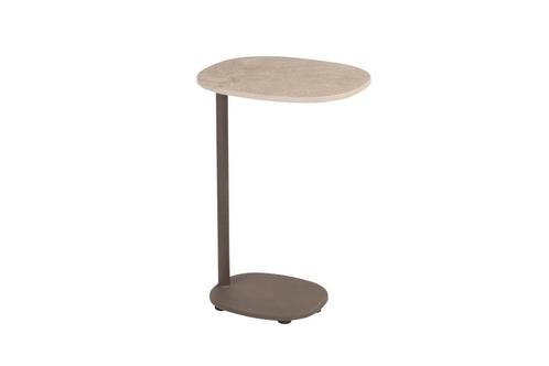 4 Seasons Bijzettafel Sofie Keramiek 35x30 cm. - zand/terre, Tuin en Terras, Tuintafels, Nieuw, Overige materialen, Rond, Verzenden