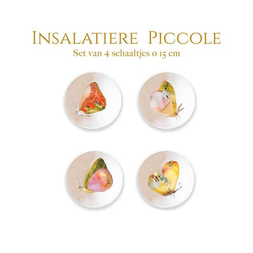 Set van 4 kommen met vlinder illustratie - 15cm - Bordys, Huis en Inrichting, Keuken | Servies, Kom(men), Nieuw, Porselein, Overige stijlen