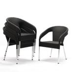 Kunststof rotan stoel zwart | 4 stuks | Zithoogte 45cm |, Verzenden, Nieuw in verpakking