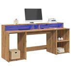 vidaXL Bureau met LED-verlichting 200x55x91 cm hout, Verzenden, Nieuw