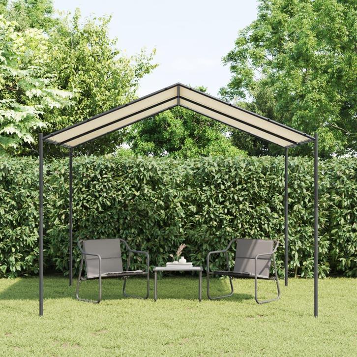 vidaXL Tuinpaviljoen 3x3 m staal en stof beige, Tuin en Terras, Partytenten, Nieuw, Verzenden