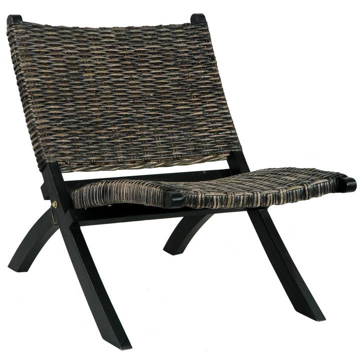 vidaXL Relaxstoel natuurlijk kubu rattan en massief, Huis en Inrichting, Fauteuils, Nieuw, Verzenden