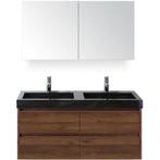 Dante Badmeubelset 120 cm - Walnoot - Wastafel Hardsteen Wit, Ophalen of Verzenden, Nieuw