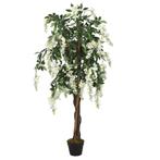 vidaXL Kunstboom wisteria 560 bladeren 80 cm groen en wit, Nieuw, Verzenden