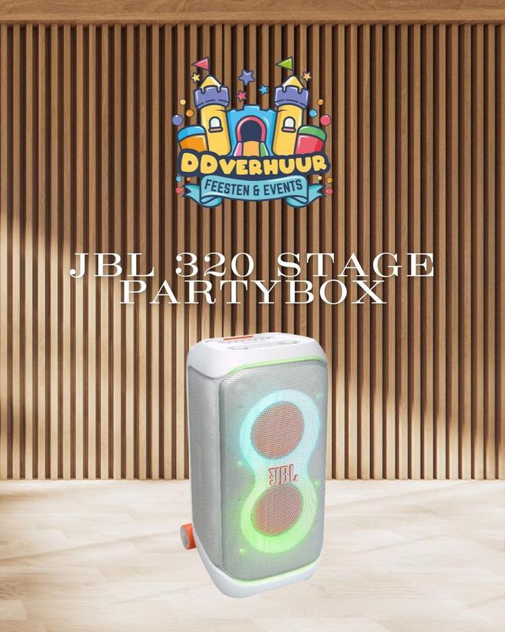 JBL Stage 320 Partybox huren – €45 p/dag, Hobby en Vrije tijd, Feestartikelen | Verhuur, Zo goed als nieuw