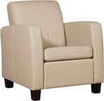 Taupe leren landelijke stoel - poot hout zwart - Toledo Leer, Huis en Inrichting, Fauteuils, Nieuw, Ophalen of Verzenden, Landelijk