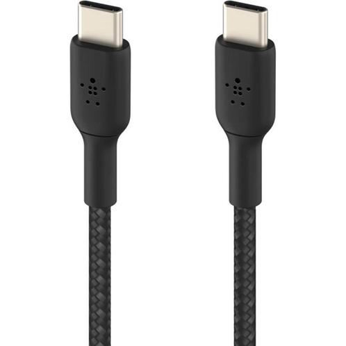 Belkin Braided USB-C naar USB-C kabel - 1m - Zwart, Hobby en Vrije tijd, Overige Hobby en Vrije tijd, Zo goed als nieuw, Ophalen of Verzenden