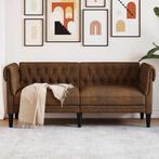 vidaXL Tweezitsbank Chesterfield-stijl stof bruin, Huis en Inrichting, Verzenden, Nieuw, Tweepersoons, Stof