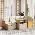vidaXL 7-delige Loungeset met kussens poly rattan beige, Verzenden, Nieuw, Rotan, Loungeset