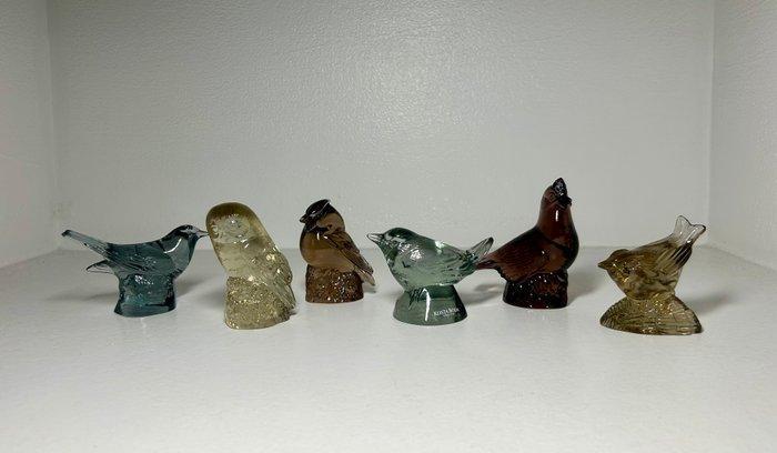 Kosta Boda - Beeldje - Set of 6 figurines Birds Kosta Boda, Antiek en Kunst, Antiek | Glas en Kristal