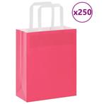 vidaXL Papieren zakken 250 st met hengsels 18x8x22 cm roze, Diversen, Verzenden, Nieuw