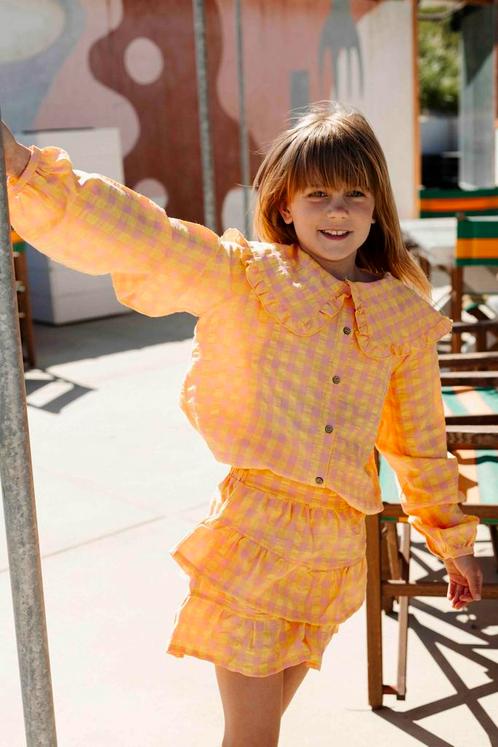 Trendy seersucker ruit short met ruffles  Ammehoela Maat, Kinderen en Baby's, Kinderkleding | Maat 110, Meisje, Nieuw, Broek, Ophalen of Verzenden
