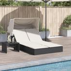 vidaXL Ligbed 2-persoons met luifel en kussens poly rattan, Tuin en Terras, Verzenden, Nieuw