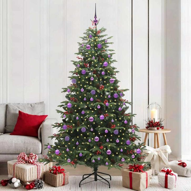 vidaXL Kunstkerstboom Groen 210 cm PVC en Metaal en Plastic, Diversen, Kerst, Nieuw, Verzenden