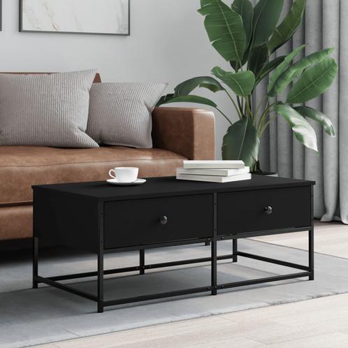 vidaXL Salontafel 100x51x40 cm bewerkt hout zwart, Huis en Inrichting, Tafels | Salontafels, 100 tot 150 cm, Nieuw, Overige houtsoorten
