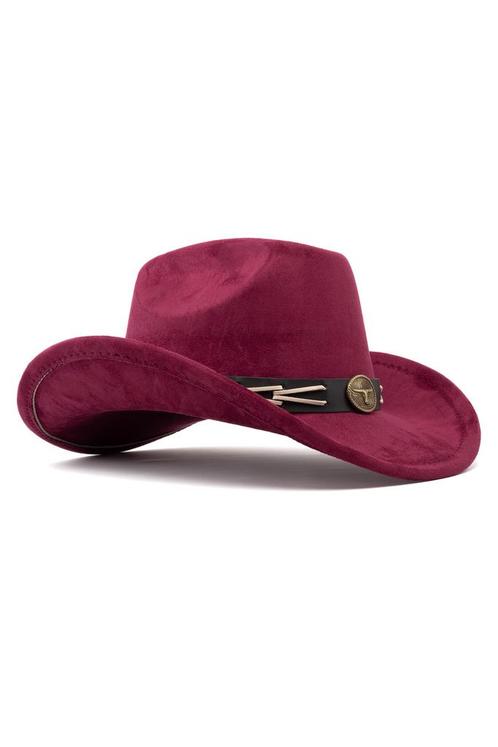 Cowboyhoed Donkerrood Gevlochten Band Donkerrode Cowboy West, Kleding | Heren, Carnavalskleding en Feestkleding, Nieuw, Overige maten