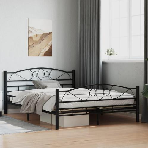 vidaXL Bedframe staal zwart 140x200 cm, Huis en Inrichting, Slaapkamer | Bedden, 140 cm, 200 cm, Zwart, Tweepersoons, Nieuw, Metaal