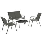 Zitgroep Nora voor 4 personen, textilene-weefsel - antraciet, Tuin en Terras, Tuinsets en Loungesets, Verzenden, Nieuw