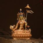 Prachtig groot wit Boeddhabeeld met paraplu. - Messing -