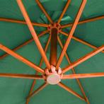 Zweefparasol 350 cm houten paal groen (Parasols-Zonwering), Nieuw, Verzenden