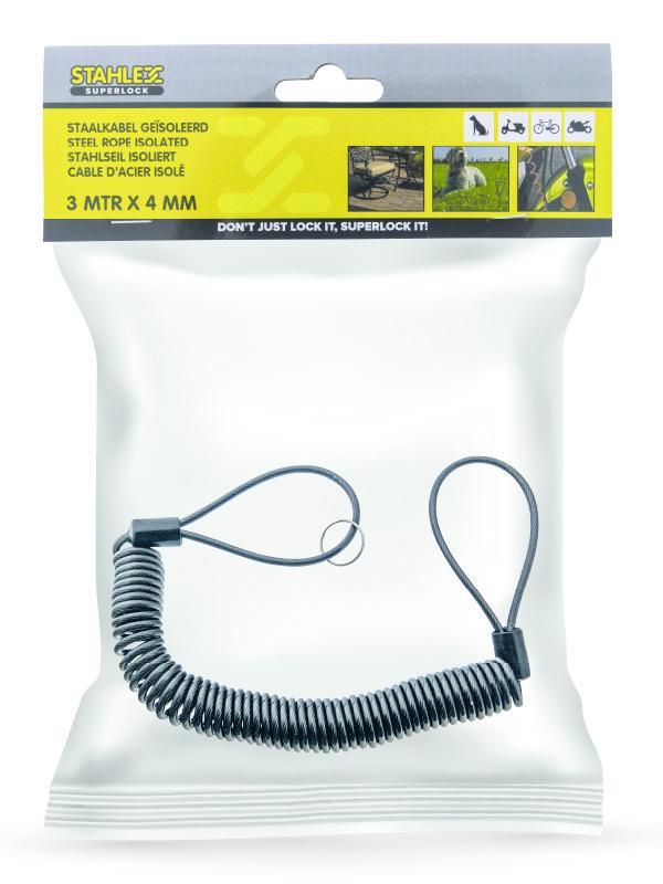 Spiraalkabel met twee lussen met een lengte van 3 meter, Fietsen en Brommers, Fietsaccessoires | Overige Fietsaccessoires, Verzenden