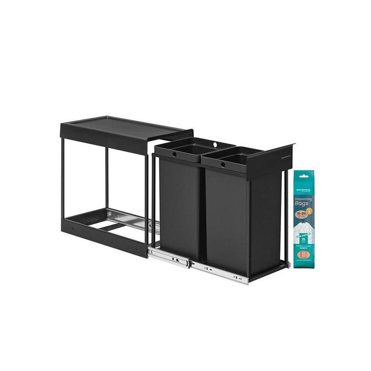 Afvalbak 2x15L Zwart - Tweedekansje - Afval Scheiden!, Huis en Inrichting, Keuken | Keukenbenodigdheden, Nieuw, Ophalen of Verzenden