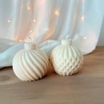 Kerstbal kaarsen -set van 2 kerstkaarsen roomwit kleur, Verzenden, Nieuw, Crème, Kaars