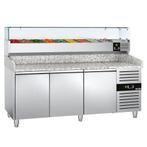 GGM Gastro | Pizza koelwerkbank ECO - 2000x800mm - met 3 |, Verzenden, Nieuw in verpakking, RVS Meubilair