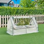 Plantenbak met foliekas Balsorano 180x90x98 cm wit zilverkle, Verzenden, Nieuw