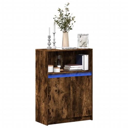 vidaXL Dressoir met LED 72x34x100 cm bewerkt hout gerookt, Huis en Inrichting, Kasten | Dressoirs, 25 tot 50 cm, Nieuw, 50 tot 100 cm