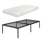 Metalen bedframe Vårdö 90x200 cm met bedbodem en matras zwar, Verzenden, Nieuw
