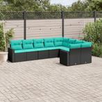 vidaXL 9-delige Loungeset met kussens poly rattan zwart, Verzenden, Nieuw, Rotan, Loungeset