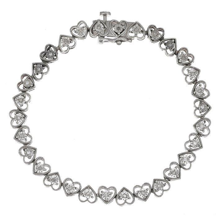 Zonder minimumprijs - Armband Zilver - 0.15ct. tw. Diamant, Sieraden, Tassen en Uiterlijk, Armbanden