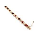 Vintage gouden armband  Bootjes armband met granaat | Ø.., Gebruikt, Overige kleuren, Ophalen of Verzenden, Met edelsteen