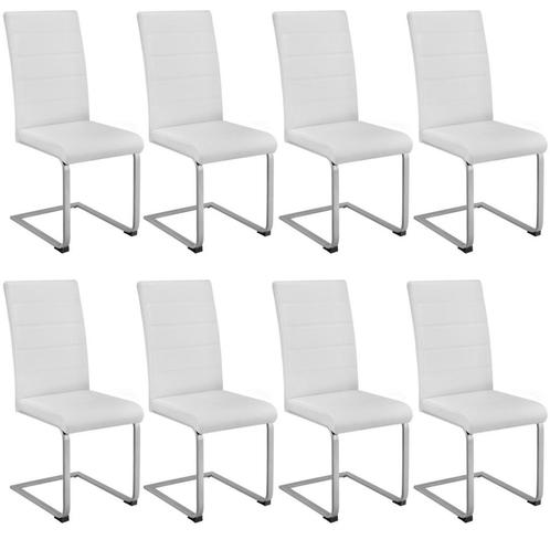 Swingstoelen, kunstleer - wit, Set van 8, Huis en Inrichting, Stoelen, Verzenden