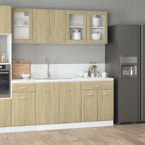 vidaXL 4-delige Keukenkastenset Lyon bewerkt hout sonoma, Huis en Inrichting, Keuken | Keukenelementen, Bruin, Nieuw, Verzenden