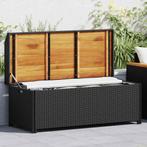 vidaXL Tuinopbergbank 120 cm poly rattan zwart, Verzenden, Nieuw, Rotan