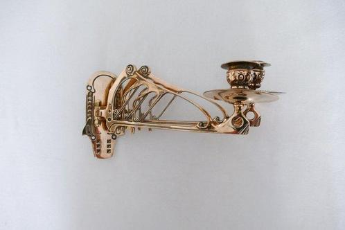 Kandelaar (2) - Messing - Jugendstil Pianokandelaar, Antiek en Kunst, Kunst | Designobjecten