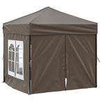 Partytent inklapbaar met zijwanden 2x2 m taupe (Partytenten), Verzenden, Nieuw, 2 meter of meer, Partytent