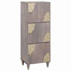 vidaXL Highboard Grijs en Goud 40 x 33,5 x 110 cm Massief, Huis en Inrichting, Woonaccessoires | Cd- en Dvd-rekken, Verzenden