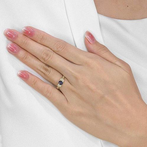 Ring - 18 karaat Geel goud - 0.34ct. tw. Saffier - Diamant, Sieraden, Tassen en Uiterlijk, Ringen