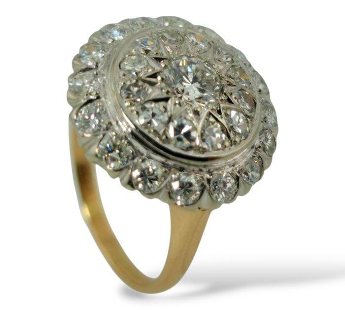 Ring - 14 karaat Witgoud, Geel goud, 14K geel en wit goud en, Sieraden, Tassen en Uiterlijk, Ringen