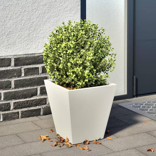 vidaXL Plantenbak 30x30x30 cm staal wit, Tuin en Terras, Bloembakken en Plantenbakken, Nieuw, Metaal, Verzenden