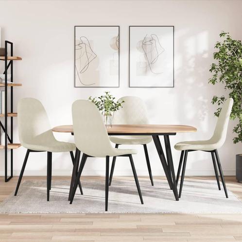vidaXL Eetkamerstoelen 4 st fluweel crèmewit, Huis en Inrichting, Stoelen, Wit, Nieuw, Verzenden