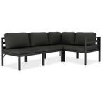 vidaXL 4-delige Loungeset met kussens aluminium antraciet, Verzenden, Nieuw, Rotan, Loungeset