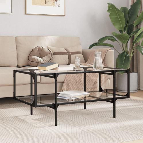 vidaXL Salontafel met transparant glazen blad 98,5x50x45 cm, Huis en Inrichting, Tafels | Salontafels, 50 tot 100 cm, Nieuw, Overige houtsoorten
