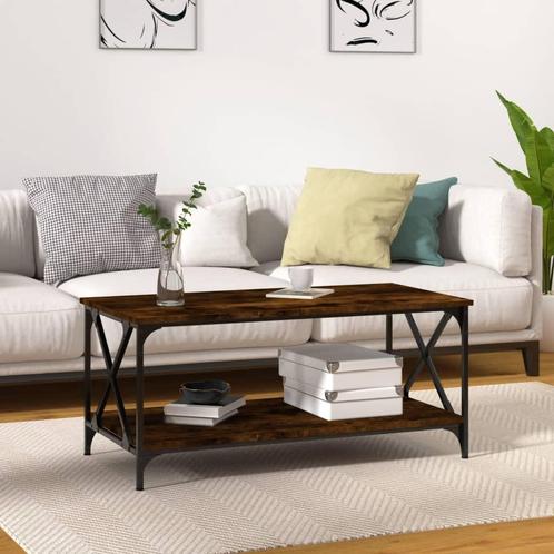 vidaXL Salontafel 100x50x45 cm bewerkt hout en ijzer gerookt, Huis en Inrichting, Tafels | Salontafels, 100 tot 150 cm, Nieuw